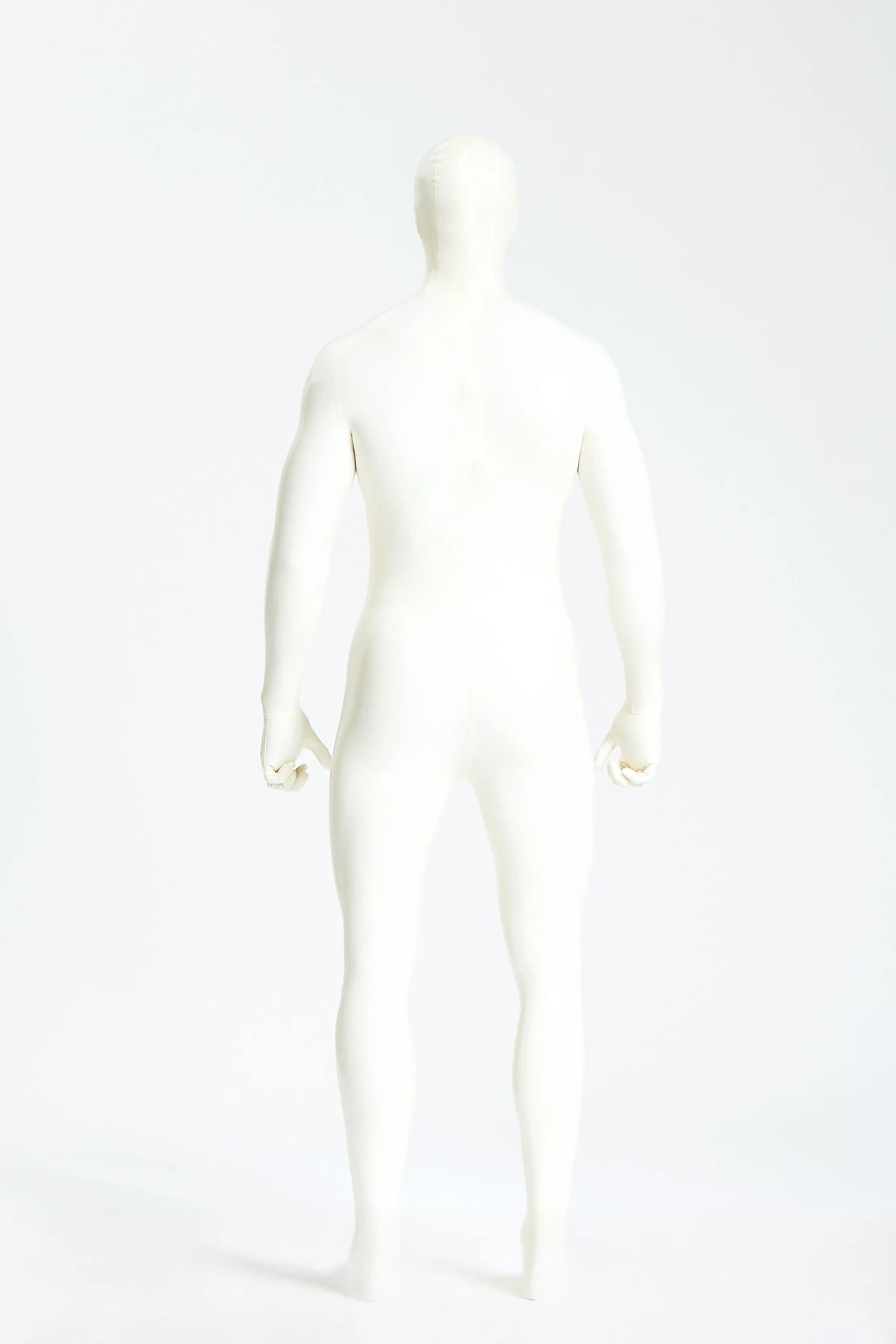 Pure White Male Eyes-entry Zipperless 'Gimp' Latex Catsuit