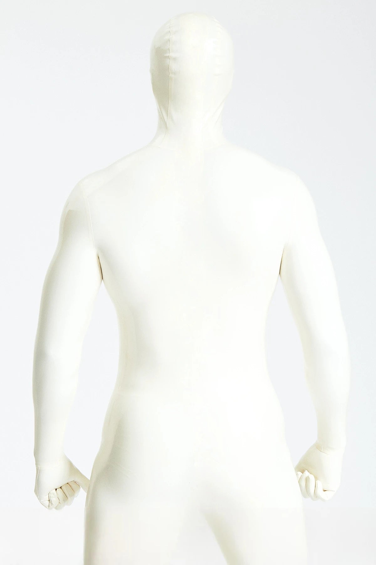 Pure White Male Eyes-entry Zipperless 'Gimp' Latex Catsuit