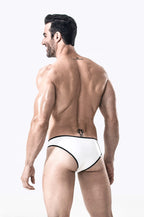 Pure White Male Latex Low-down Bikini Underwear
