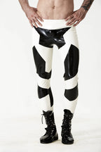 Pure White Male Low-Waisted Two-Colour Latex Leggings