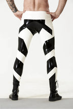 Pure White Male Low-Waisted Two-Colour Latex Leggings