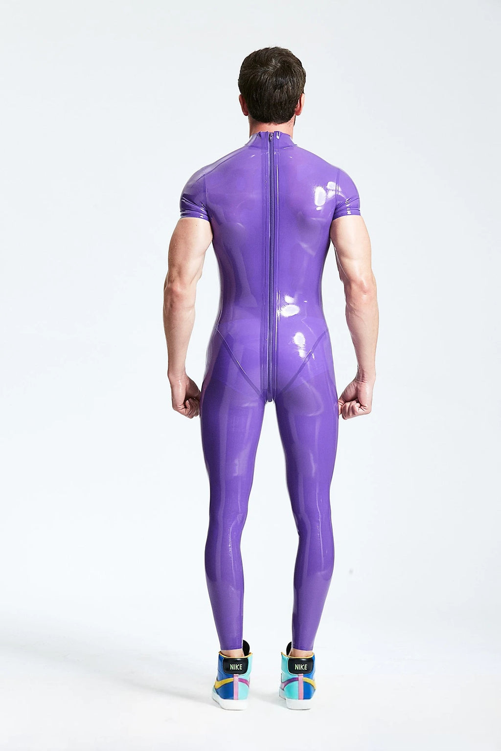 Purple Male Short-sleeved Back Zip