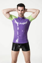 Purple Male Latex Kink Project Branding Raglan Sleeve T-Shirt