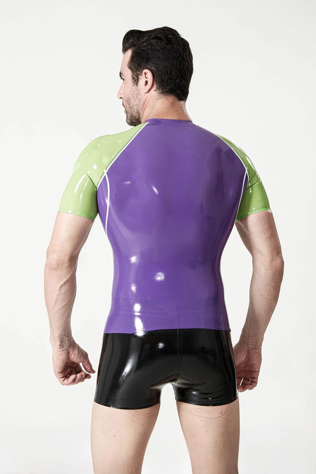 Purple Male Latex Kink Project Branding Raglan Sleeve T-Shirt