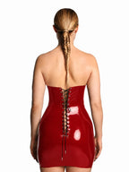 Red Bustier Latex Mini Dress