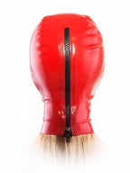 Red Latex Superhero Hood with Black Contrast Trim