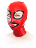 Red Latex Superhero Hood with Black Contrast Trim