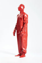 Red Male Hooded Heavy Latex Industrial Enclosure Latex Suit