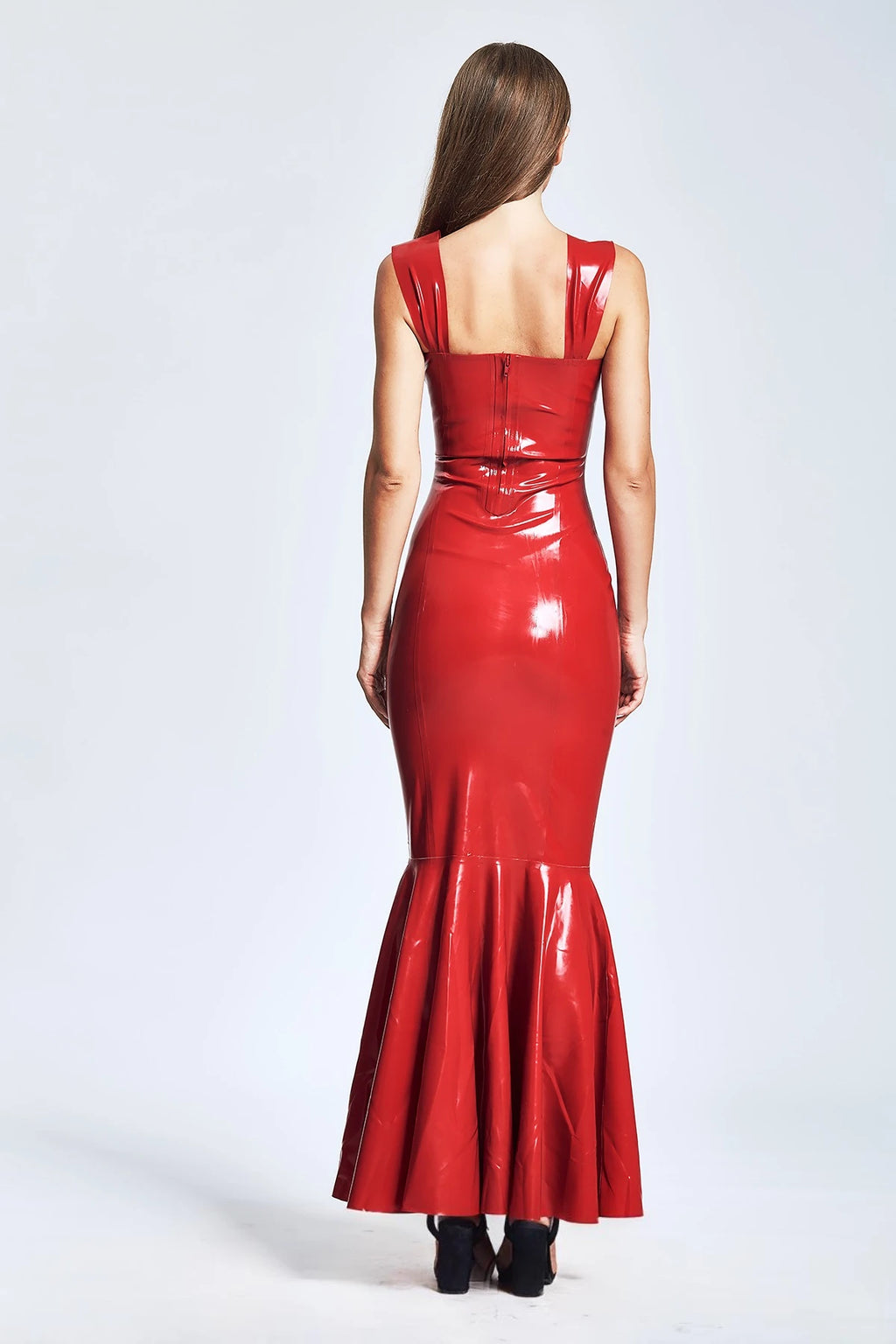 Red 'Prom' Trumpet Skirt Evening Latex Dress