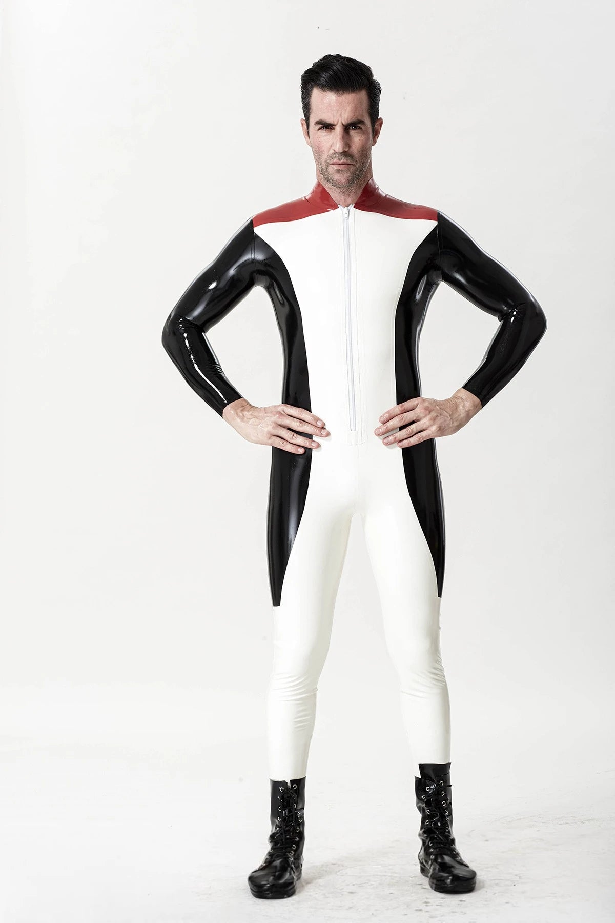 Red Male 'Penguin Patrol' Latex Catsuit