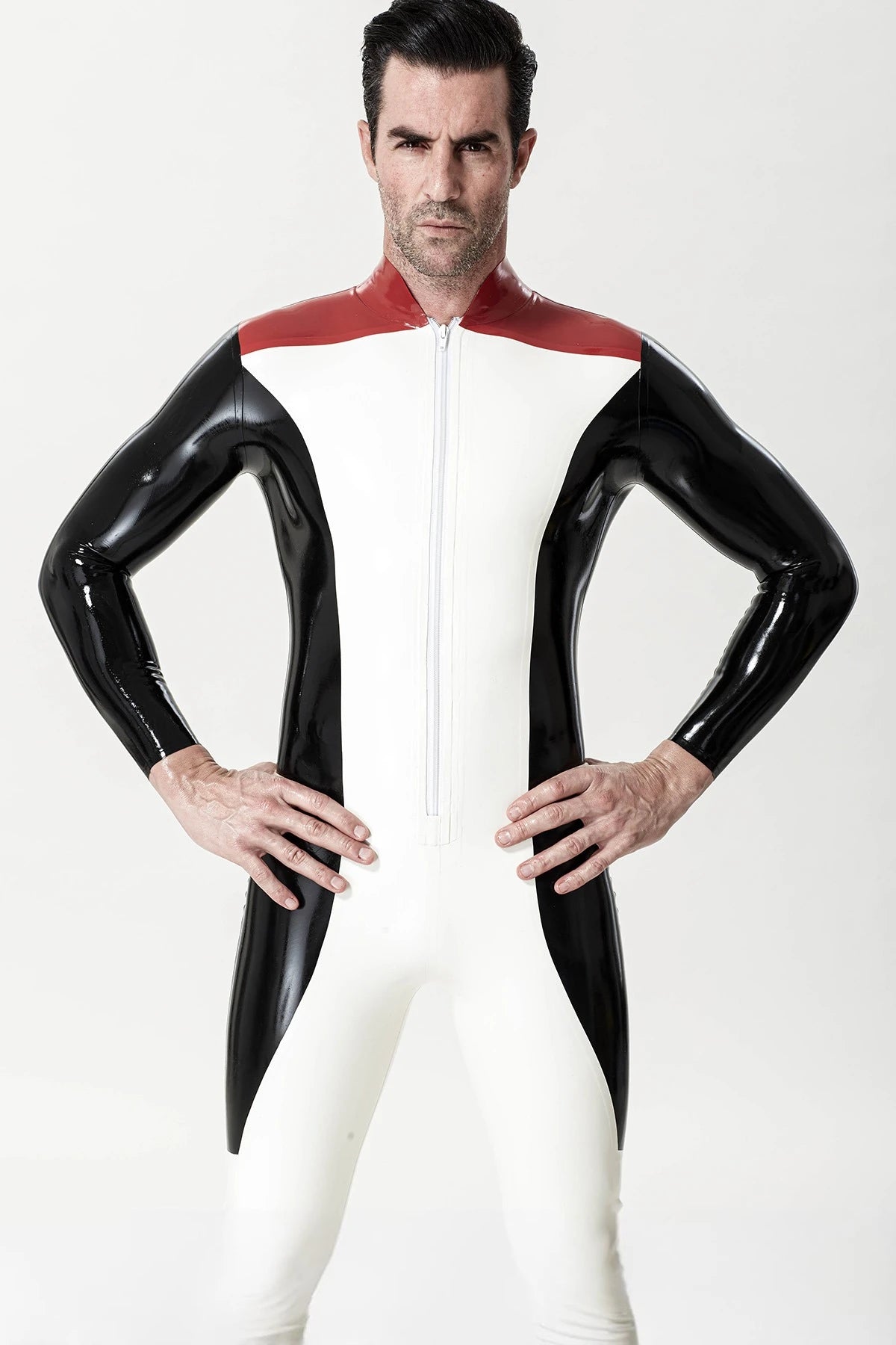 Red Male 'Penguin Patrol' Latex Catsuit