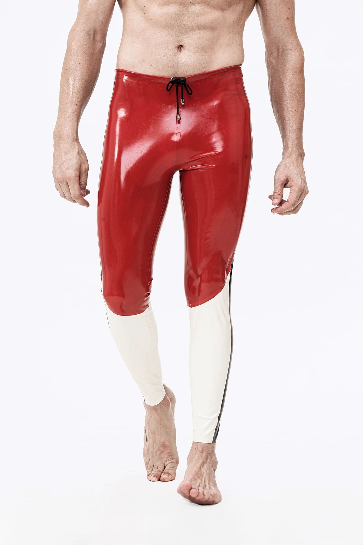 red, trim1 color is Male 'Tri-Way' Latex Meggings