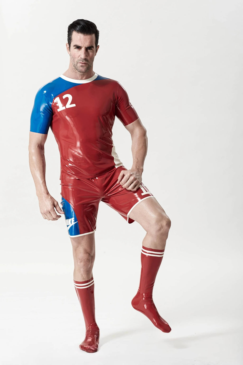 Red Male Footballer Latex Outfit