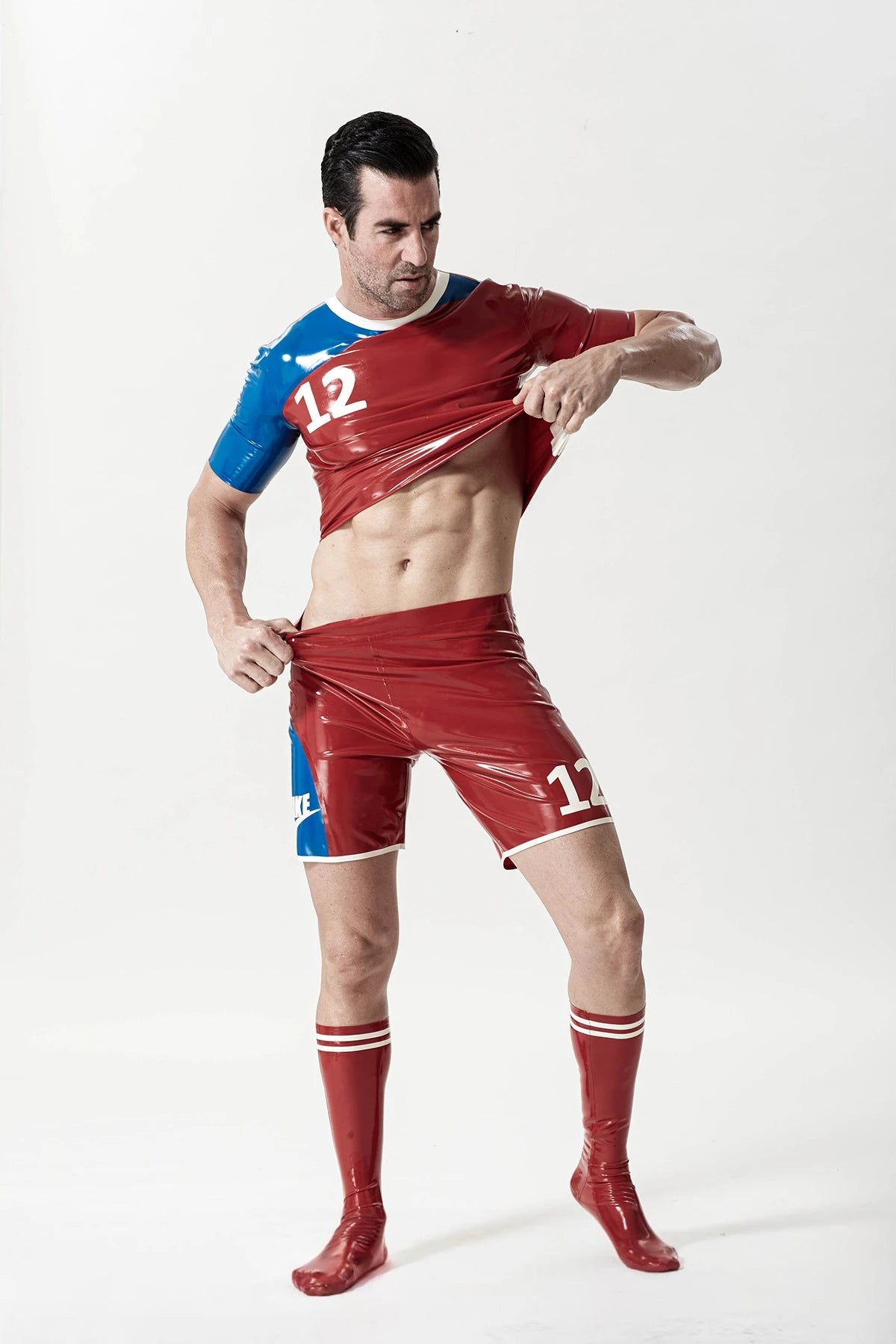 Red Male Footballer Latex Outfit