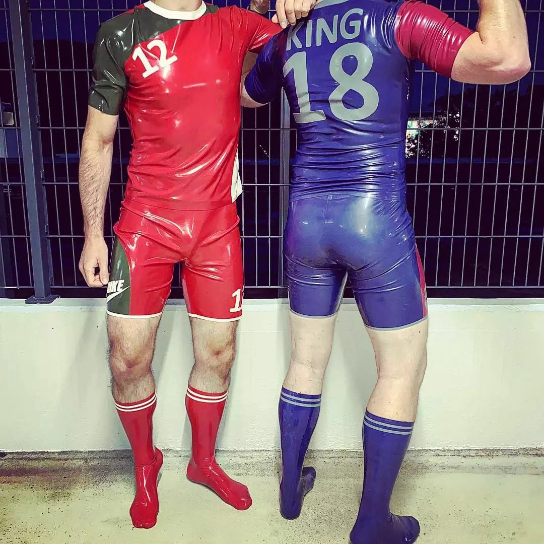 Red Male Footballer Latex Outfit