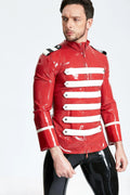 Red Male 'Bandleader' Tunic Latex Jacket