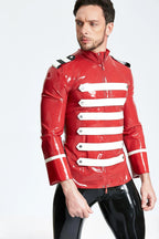 Red Male 'Bandleader' Tunic Latex Jacket