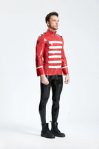 Red Male 'Bandleader' Tunic Latex Jacket