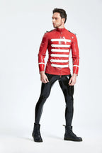Red Male 'Bandleader' Tunic Latex Jacket