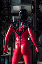 Red Male 'Nicodamidae' Spidey Latex Catsuit
