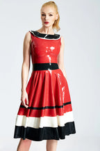Red 'Horizontally Yours' Full-Skirt Latex Dress