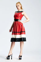 Red 'Horizontally Yours' Full-Skirt Latex Dress