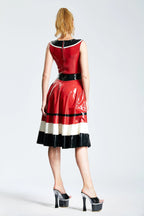 Red 'Horizontally Yours' Full-Skirt Latex Dress