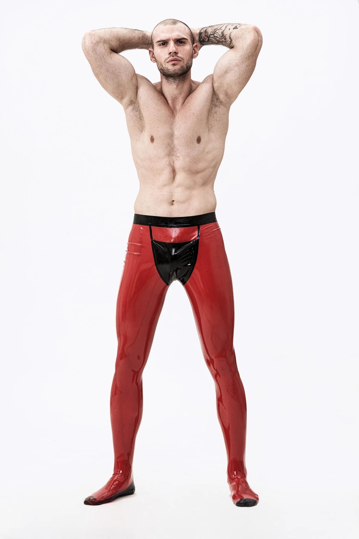 Red Male 'Pocketed' Latex Tights