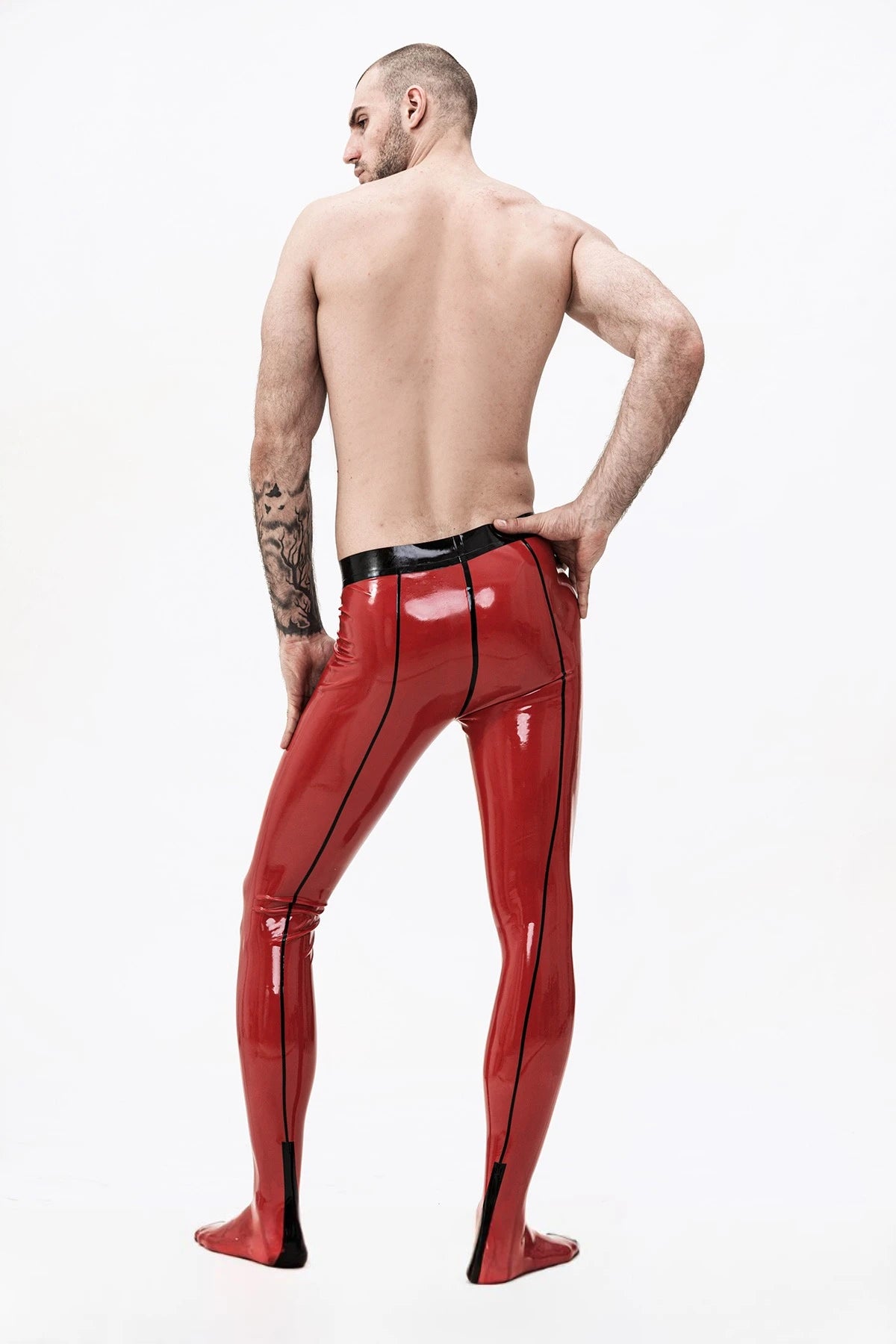 Red Male 'Pocketed' Latex Tights