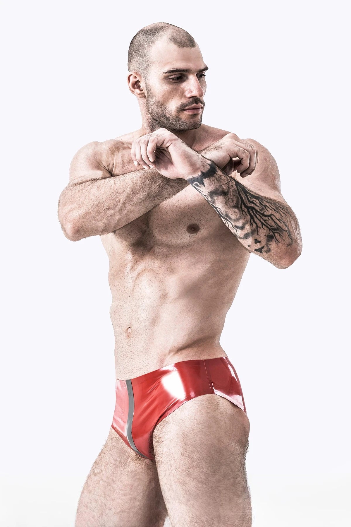 Red Male Latex Brief-cut Underwear
