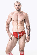 Red Male Latex Brief-cut Underwear