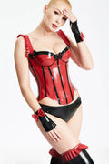 Red, trim is Black 'Burlesque' Latex Corset