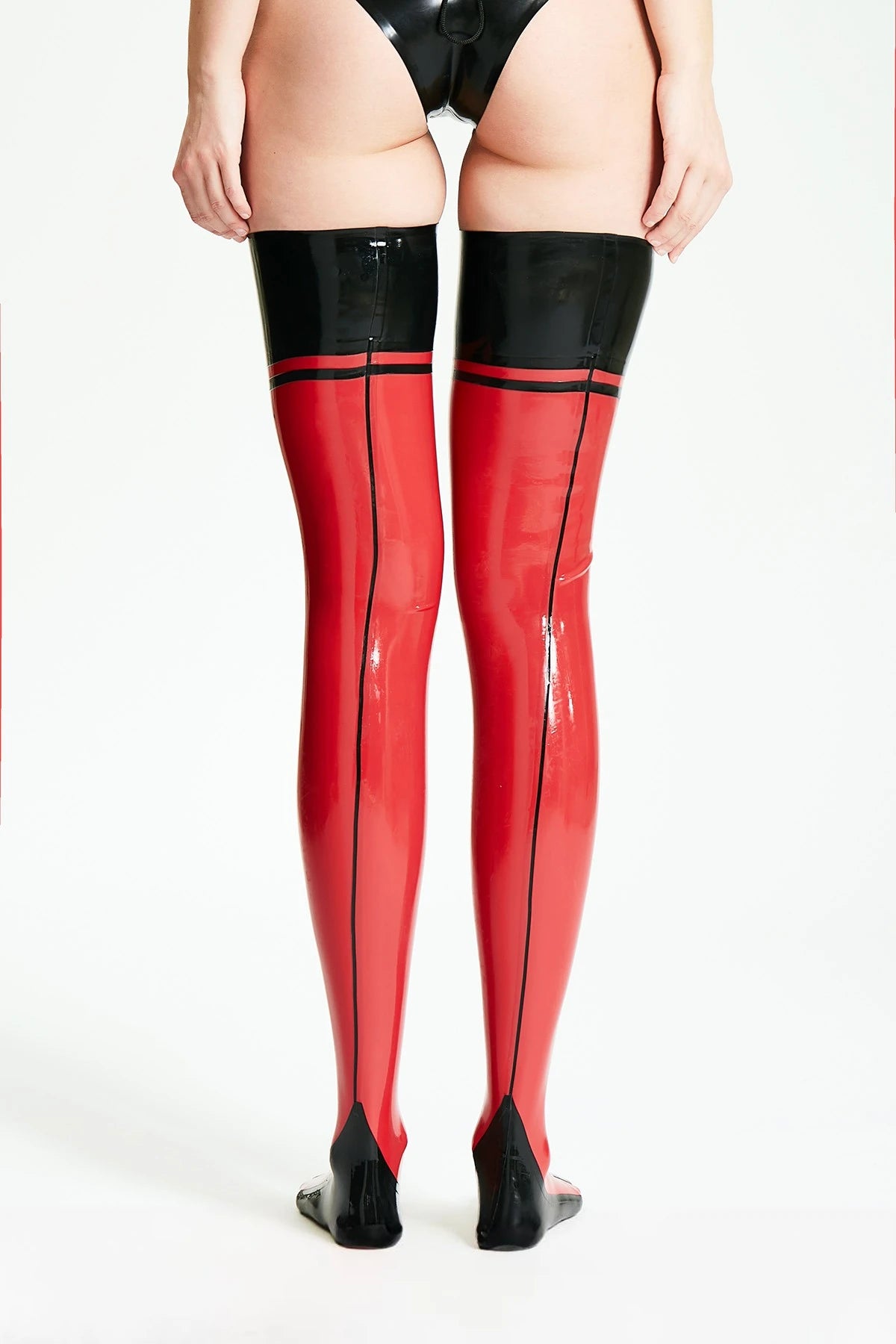 Red Latex  'Goody Two Shoes' Stockings
