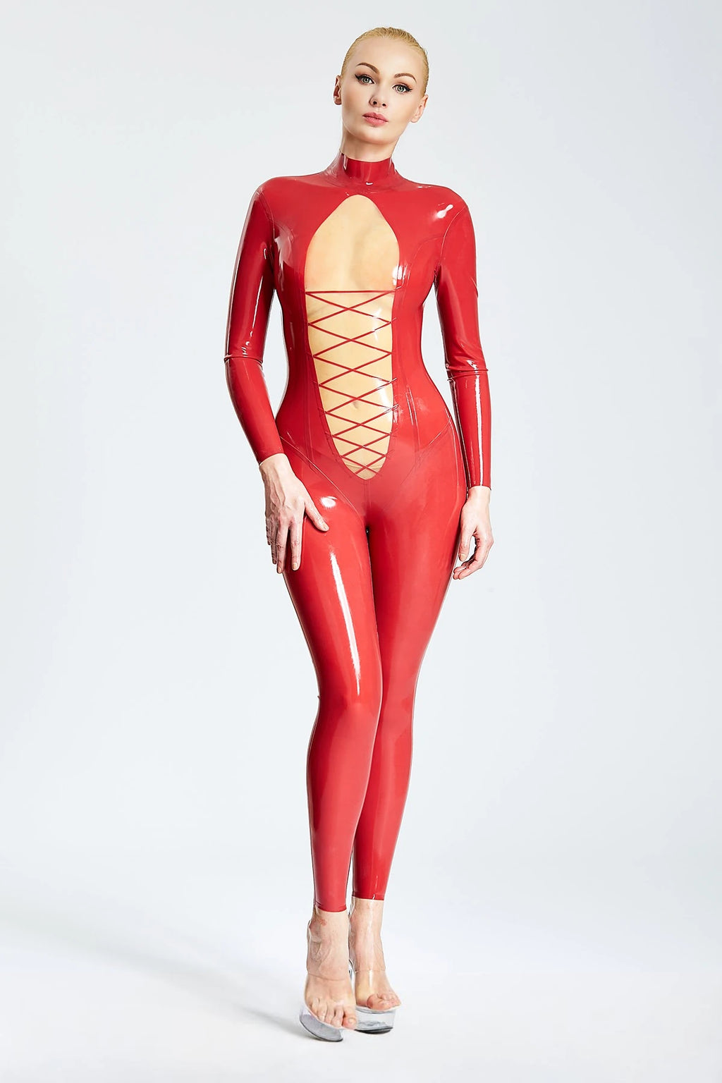 Red Revelation Latex Catsuit