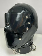 Rubber Latex Hood with Detachable Blindfold and Mouth Cover