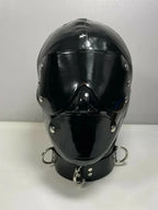 Rubber Latex Hood with Detachable Blindfold and Mouth Cover