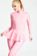 Ruffled Skirt Latex Catsuit