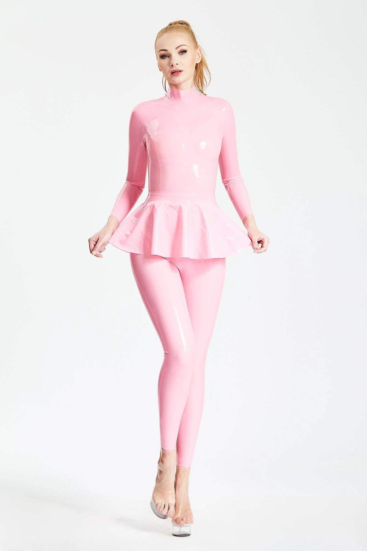 Ruffled Skirt Latex Catsuit