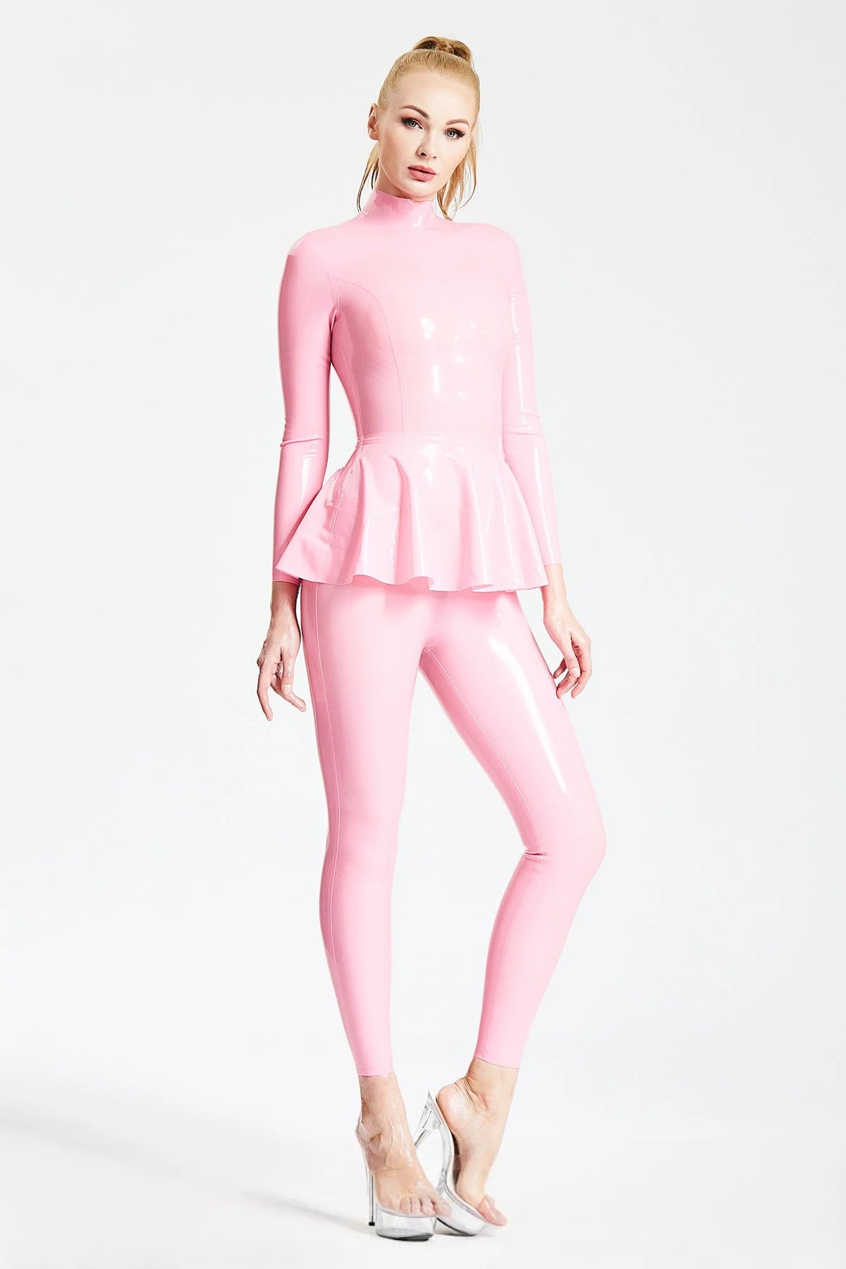 Ruffled Skirt Latex Catsuit