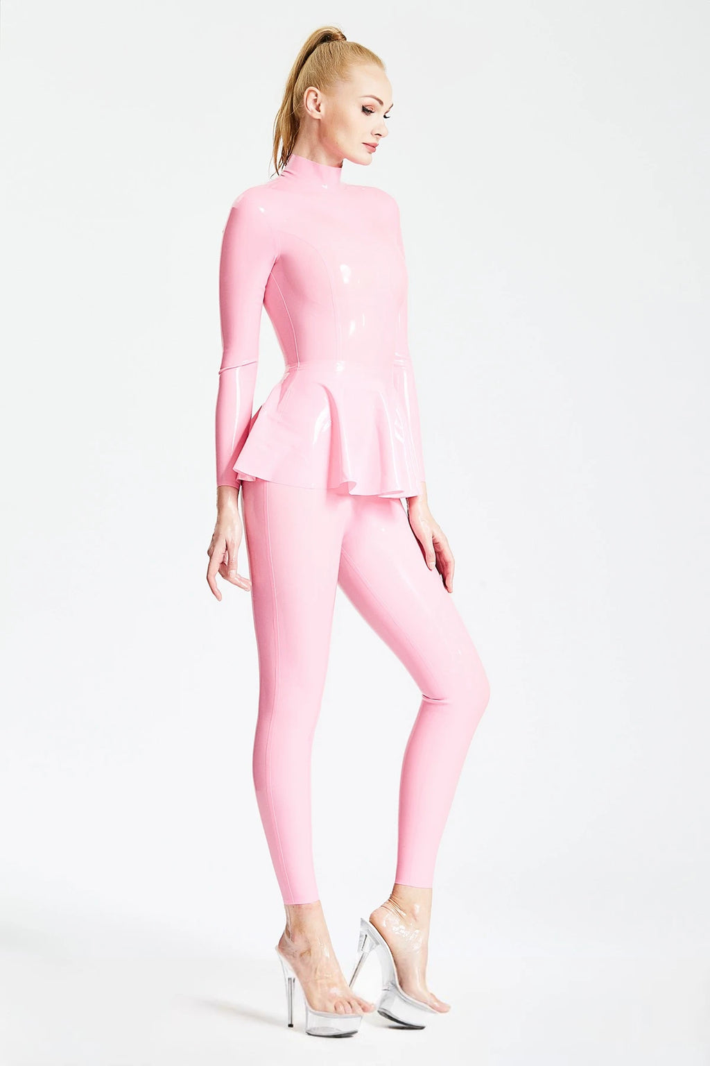 Ruffled Skirt Latex Catsuit