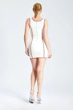 Pure White Scoop Neck Latex Mini Dress