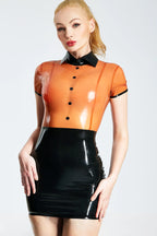 Translucent Brown Secretary Ultra-Micro Latex Dress