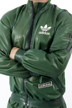 Semi-trans olive Green Male Custom Brand Sports Tracksuit Latex Jacket