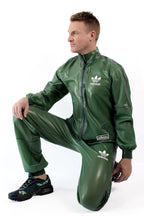Semi-trans olive Green Male Custom Brand Sports Tracksuit Latex Jacket