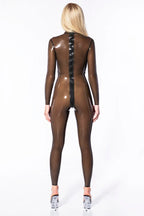 Sheer Black Full-Zip Latex Catsuit
