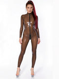 Sheer Black Full-Zip Latex Catsuit