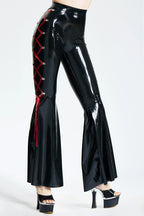Side-Laced Full-Length Disco Latex Pants