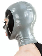 Silver & Black Two-Tone Latex Hood with Heart Face Panel