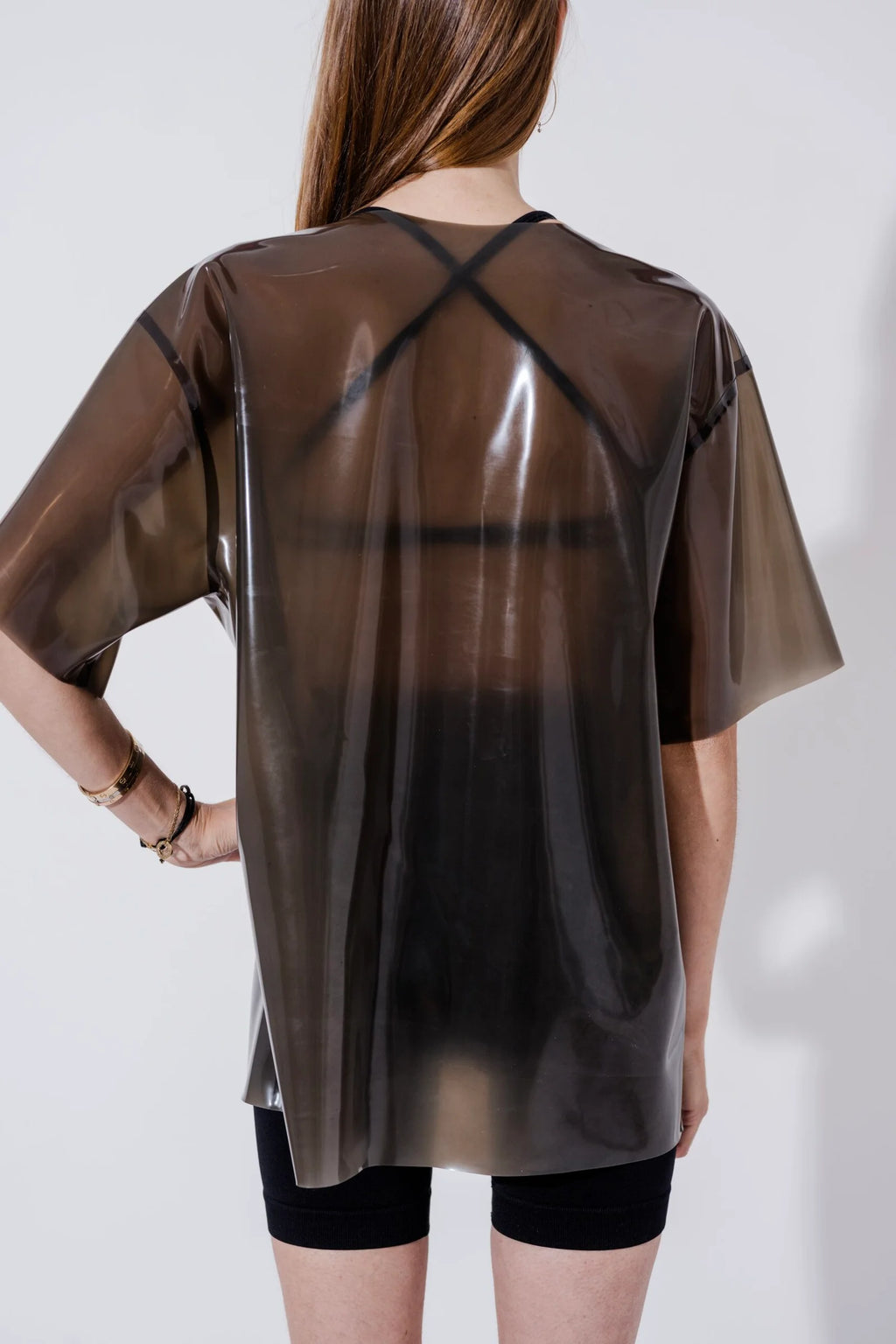 Smoky Black Oversized Latex T-Shirt