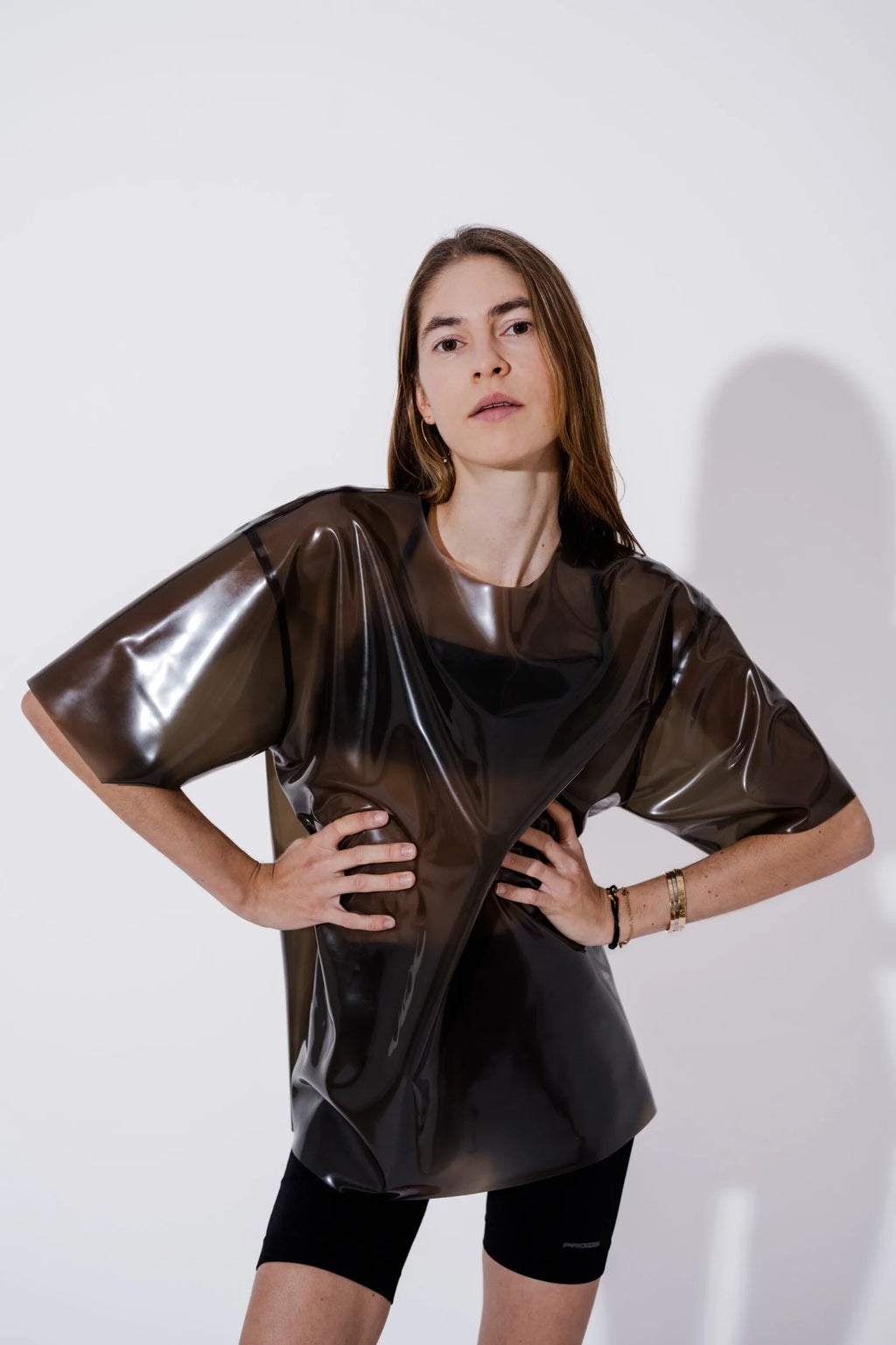 Smoky Black Oversized Latex T-Shirt